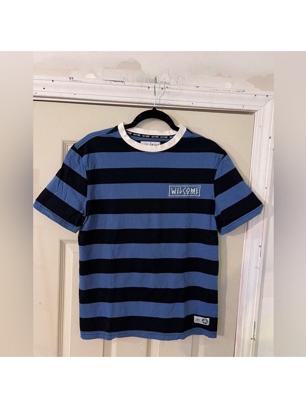 Welcome THICC Stripe Short Sleeve Knit Shirt - Blue/Black